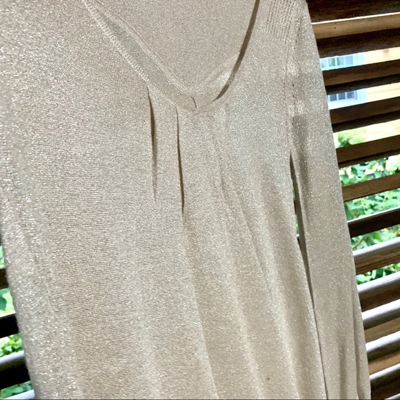 Anthro ‘Gold Dust’ Sweater Sheer XS Sparkle Top Blouse Tunic - Picture 5 of 13